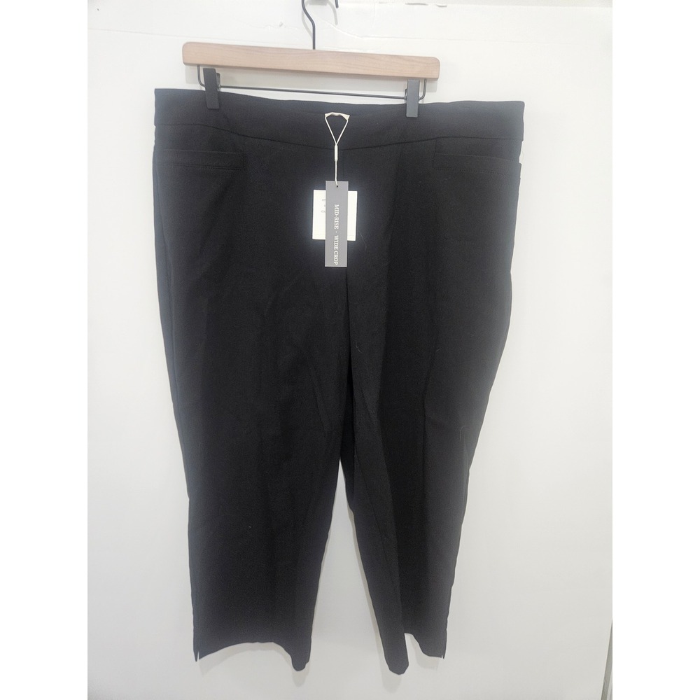 Zac & Rachel Woman Mid-Rise Wide Crop Pants Black 3X 1R83HS4H8 NEW